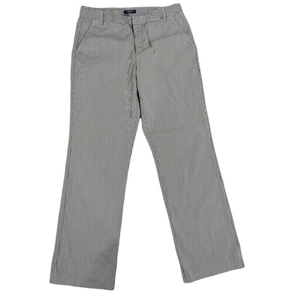 Chaps Striped Pants Size 14 Gray White Cotton Stretch Casual Trousers - Picture 7 of 7